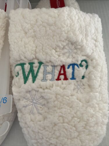NWT Wondershop SLEIGH WHAT Fuzzy Faux Sherpa SLIPPERS Women's L SLIP ON - Picture 3 of 7