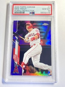 2020 Topps Chrome Purple Refractor #1 Mike Trout Angels /299 PSA 10 GEM MINT
