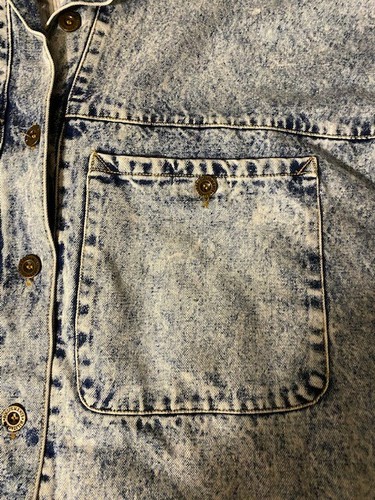 Vintage RETRO Be In The Current Seen DENIM Jacket Stripes Lined Adult Size 80s - Picture 4 of 9
