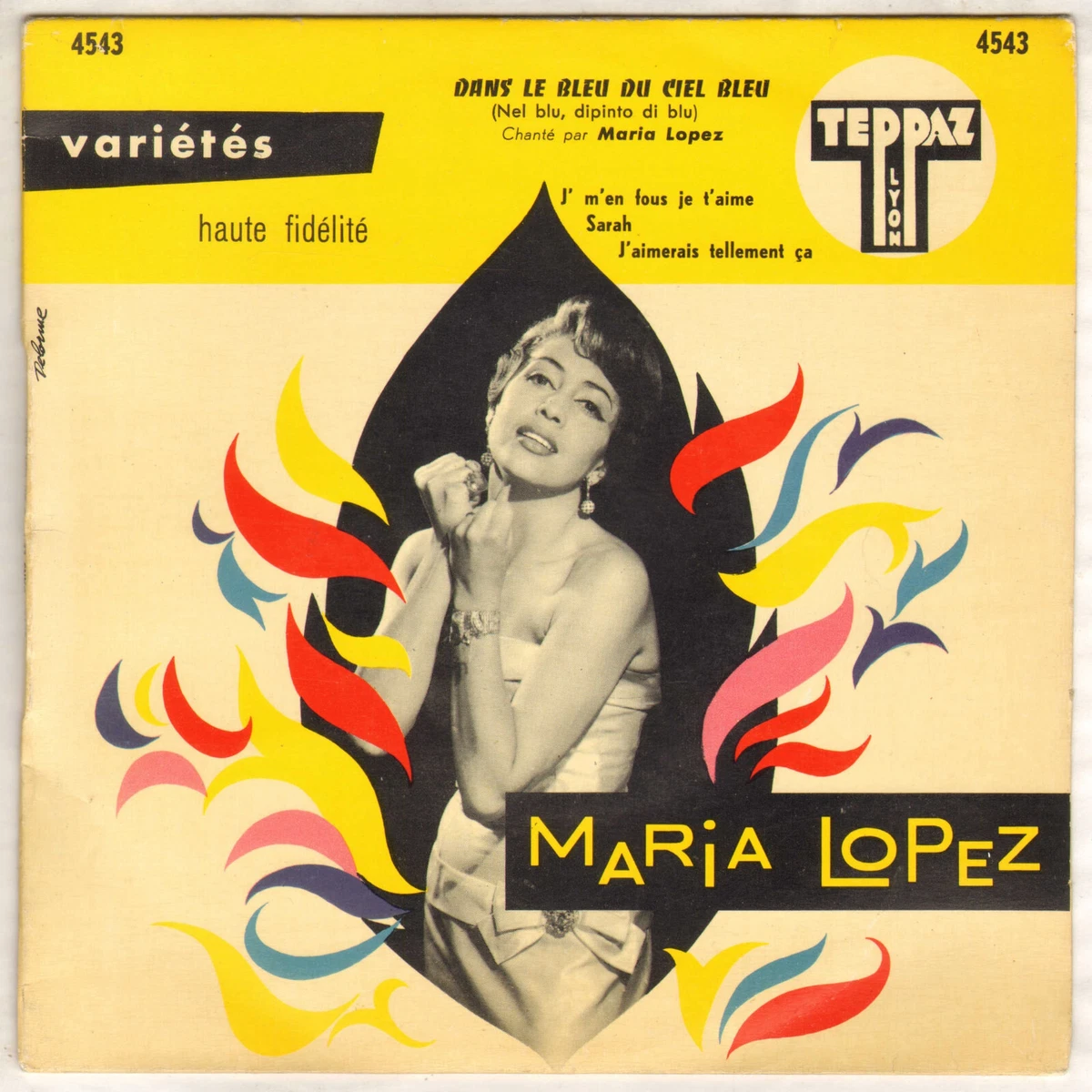 MARIA LOPEZ "DANS LE BLEU DU CIEL BLEU" POP JAZZ EP 1958 TEPPAZ 4543