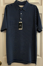 Donald Ross Men's Golf Polo Shirt, Medium, Navy/Multi Striped, New with Tags