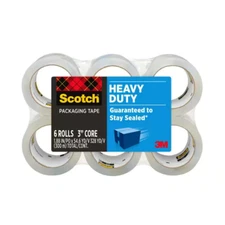 Scotch Heavy Duty Shipping Tape, 6 Rolls/Pack, 1.88" x 54.6 yds, Clear (38506)..