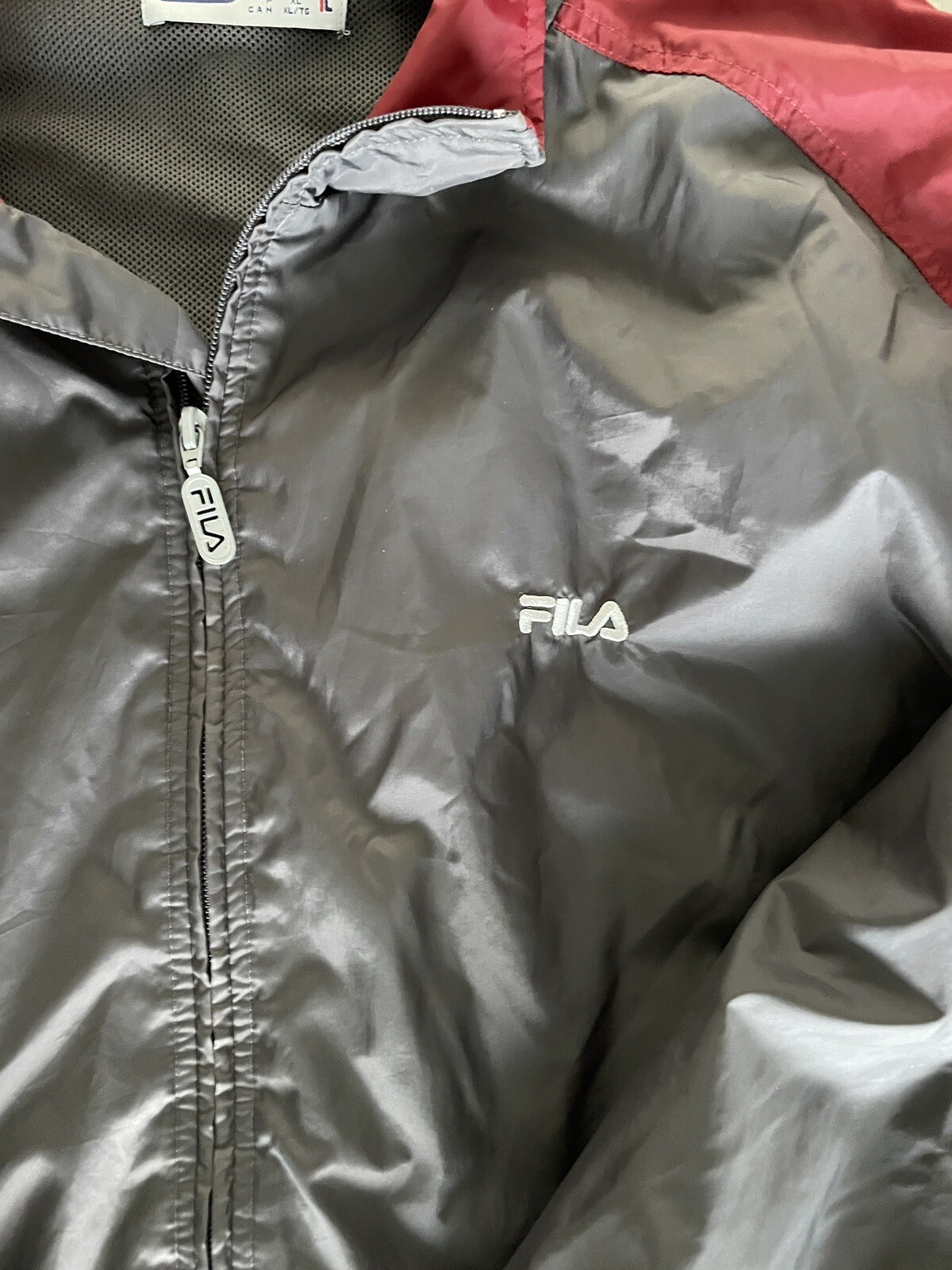 Giacca da pista Fila Windbreaker da uomo rosso grigio x large cerniera intera leggera