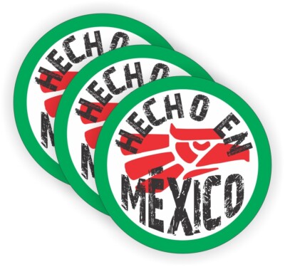 3 pcs - Hecho En Mexico Hard Hat Stickers Bump Cap Helmet Decals Safety Laborer