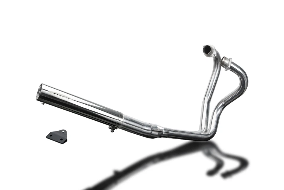 Silenciador recto de acero inoxidable Yamaha XS650 1974-1979 Delkevic escape completo 2-1 Foto 2 de 4