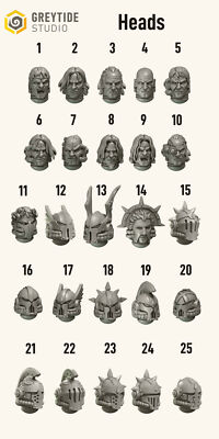 Head Upgrade Bits- 10 Pack - Crimson Lords - Grey Tide Studios