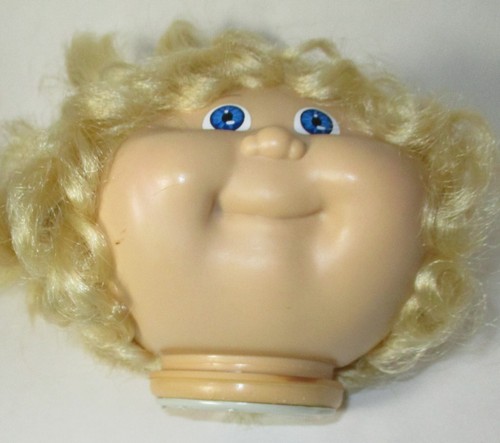 Vtg CPK Cabbage Patch Kids Blonde Cornsilk HM #15 HEAD ONLY Blue Eyes CUT HAIR?? - Picture 4 of 15