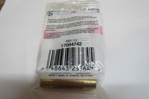 Watts AC-742 Brass Pipe Nipple 1/4" MIP X 2" 6.35mm x 50.8mm - Picture 3 of 3