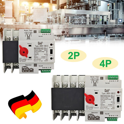 Dual Power Automatic Transferschalter Umschalter Lastumschalter Notstrom 100A