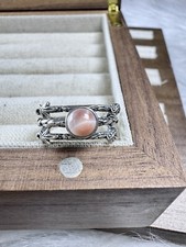 Natural High Quality Natrolite Ring In 925 Silver Pink Larimar - Adjustable