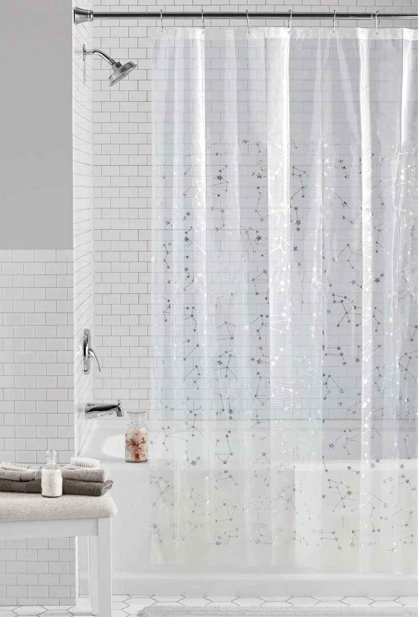 Galaxy Stars Iridescent PEVA Shower Curtain 70 x 72 Inch Easy Care