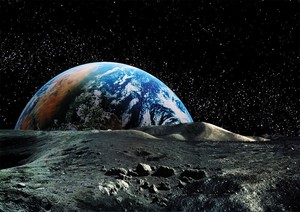 Sticker Autocollant Poster A4 Planete Lune Lunaire Paysage De La