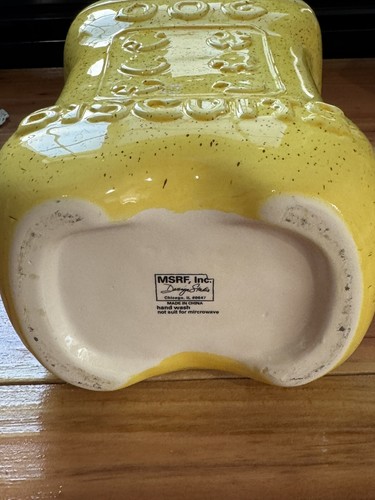 Dog Biscuits Bone Shape Treat Cookie Jar Yellow Speckled Stoneware 10" Ceramic - Picture 5 of 10