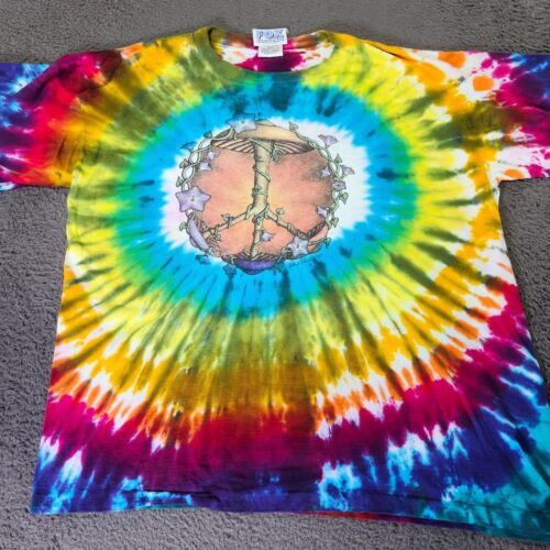 Vintage Hand-Crafted Tie-Dye T-Shirt Peace Sign Graphic XL Made USA single stitc