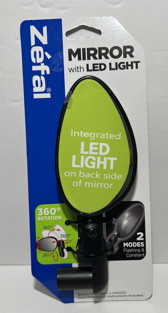 Zefal Bike Mirror with LED Bike Light Universal Handlebar Zefal Bike Mirror with LED Bike Light Universal Handlebar