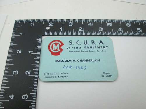 Vintage SCUBA Diving Equipment Buisness Card Chamerlain Louisville Kentucky - Picture 7 of 7