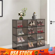12PCS Shoe Storage Box Organizer Stackable Sneaker Display Case Container NEW