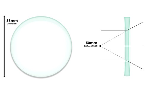 Double Concave Lens, 50mm Focal Length, 1.5" (38mm) Diameter - Eisco Labs - Picture 3 of 3