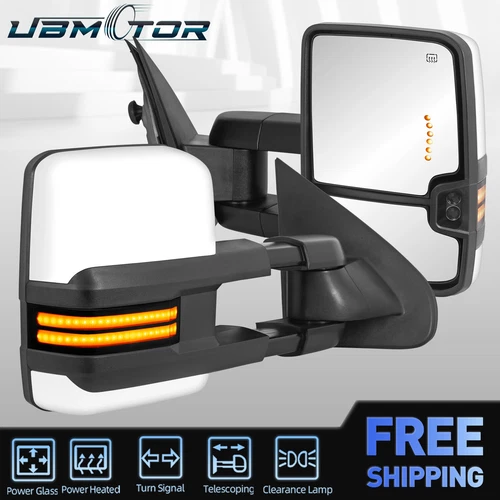 White Painted Tow Mirrors For 14-19 Chevy Silverado GMC Sierra 1500 2500/3500HD