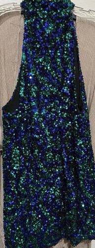 Zara Blue Green Sequined Sleeveless Dress Im Size L
