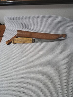 Vintage J Marttiini Rapala Finland Fillet Knife & Sheath. Handle & Blade Worn