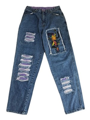 Authentic Exhaust Jeans 30x32 Hip-hop Graffiti Denim Thrashed Oversized VTG Y2K