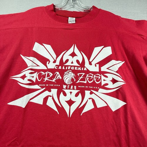 Vintage California Crazee Wear T-Shirt Mens Large Gym Bodybuilding USA Red NOS - Picture 2 of 7