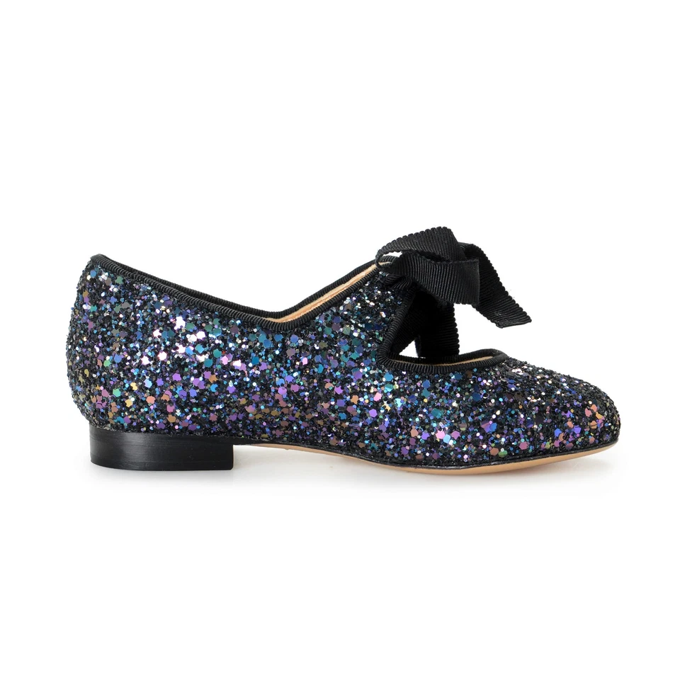 Charlotte Olympia Niñas INCY OLIVIA Medianoche Brillo Cuero Ballet Zapatos Planos Foto 4 de 4