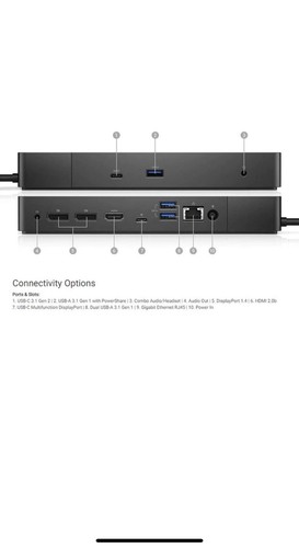 Dell WD19S-130W Docking Station Wired USB 3.2 Gen 2 (3.1 Gen 2) Type-C - Black - Picture 3 of 8