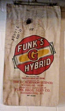 Vintage FUNK'S G HYBRID Seed Corn Sack Cloth Bag Rob-See-Co Waterloo Nebraska