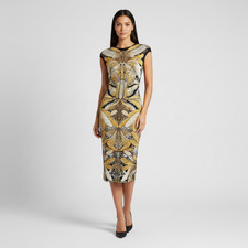 Alexander McQueen Womens Wool Silk Knit Bodycon Dragonfly Dress Size XS
