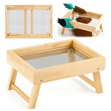 Soil Sifter Dirt Sifter with Folding Bracket for Gardening Wood Compost Sifte...