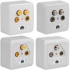 SAT Antennendose End Dose Unterputz Aufputz 3 4 Loch VERGOLDET 3 4 fach UHD TV