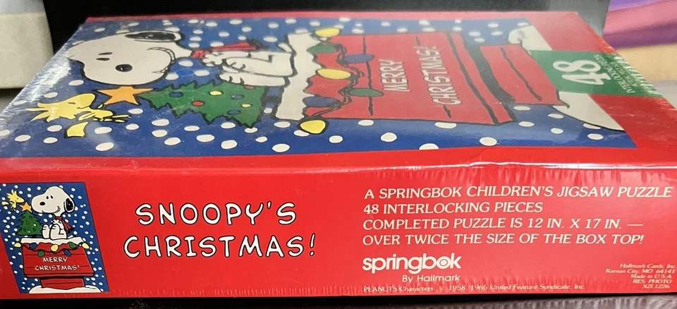 SEALED Peanuts Snoopy MERRY CHRISTMAS Doghouse Jigsaw Puzzle 48pc Springbok - Image 4 of 4