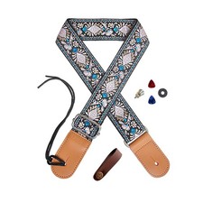 Farcaya Ukulele Strap Jacquard Soprano Concert Tenor Medium, White Flower