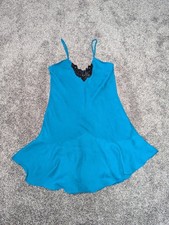 Lingerie Collection Camisole Slip Dress Small Blue Lace Nightgown Fit  Flare