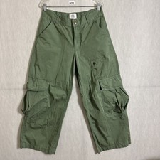 BDG Women's Size 10 Green 100 Cotton Y2K Cargo Baggy Wide Straight Cargo Pants
