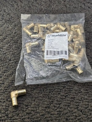 (QTY 25) SharkBite UC248LF 1/2'' x 1/2'' PEX Crimp Brass Lead-Free Elbow Fittings