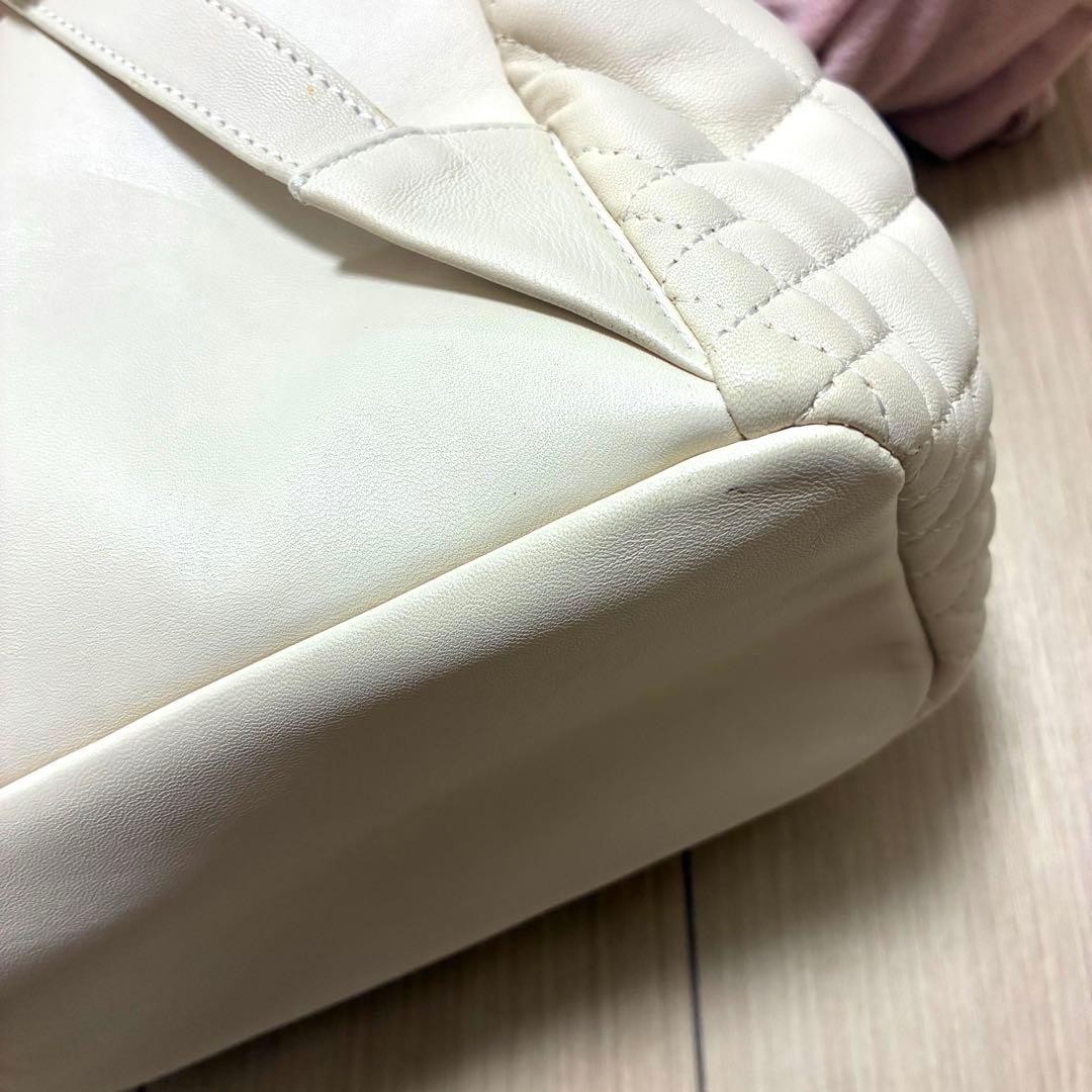 Versace White Quilted Backpack Gold Medal Charm Used Free Shipping thumbnail 6