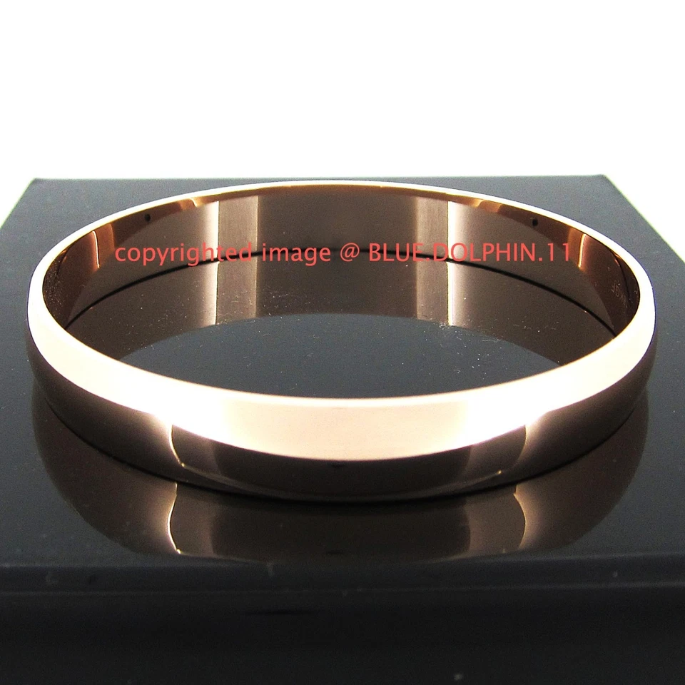 Real Women's Solid 18k Rose Gold GF Round Plain Bangles Bracelet For Her Gift - image 3 of 4