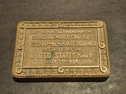 Spanish American War 1898 Viscaya Ship Plaque Brass Relic