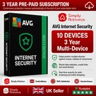AVG Internet Security 2026 Multi-Devices 10 Devices 3 Year - 5 Minute Delivery