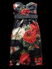 Dolce & Gabbana Silk Mix Rose Print Corseted Cocktail Dress IT44 UK12