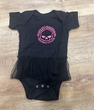 Harley Davidson Baby One piece 12 Months Black, Pink Tulle