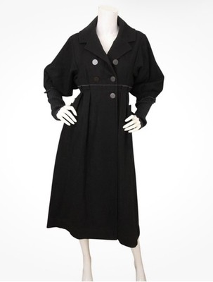 Cop Copine Vintage y2K Coat 38 Black Wool Puff Sleeve Long Goth Steampunk 90's