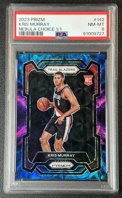 1/1 Kris Murray PSA 8 2023-24 Panini Prizm #142 Rookie Nebula Choice RC 1/1