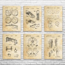 Soccer Patent Wall Art Set of 6 Poster, Canvas or Framed Soccer Art Gym Decor