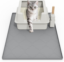 Cat Mat for Litter Box, 34" X 22" Large Silicone Cat Litter Trapping Mat, Easy C
