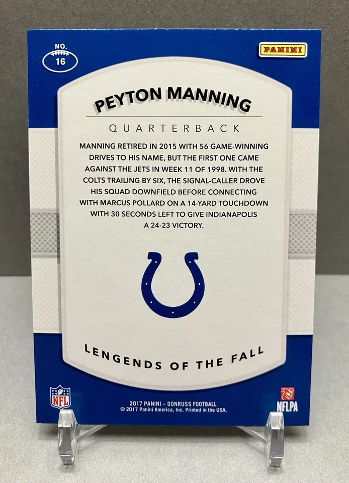 2017 PEYTON MANNING Donruss Legends Of The Fall Card# 16 - Image 2 of 2