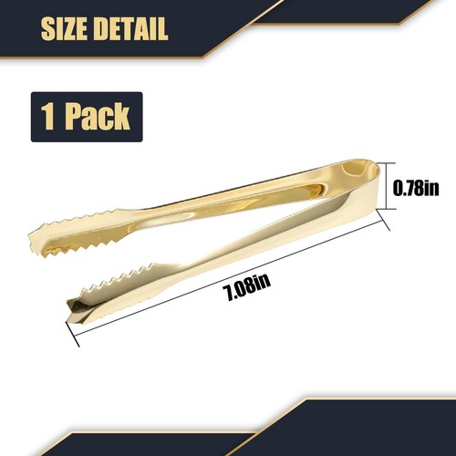 Ice Tongs for Ice Bucket,7 Inch Bar Serving Tong, 304 Stainless Steel,-Gold P... - Picture 5 of 7